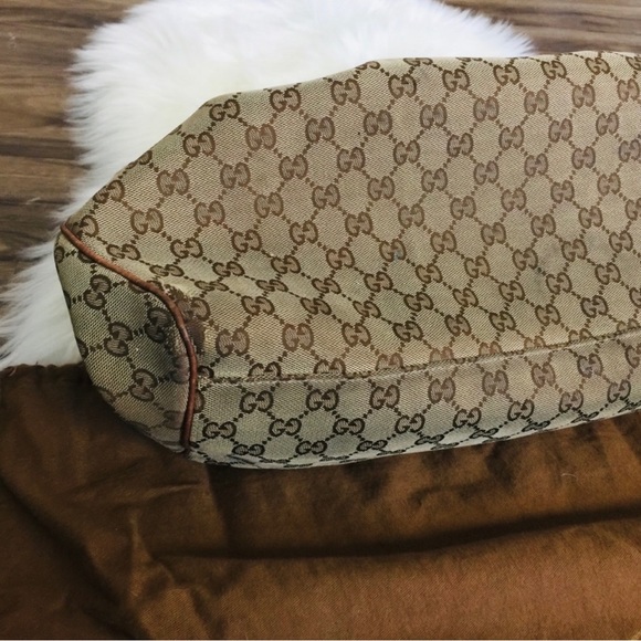 Large Gucci Sukey light brown/beige GG Monogram Canvas Leather Tote - Picture 5 of 8